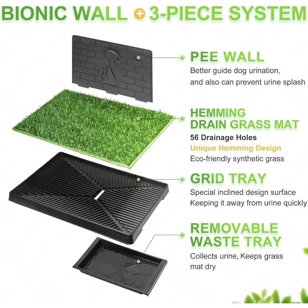 Hompet Dog Grass Pad with Tray‎ 30x20 Large Reusable Artificial Turf Puppy Potty